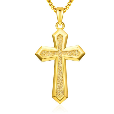 14K Gold Plated Cross Pendant Necklace for Men