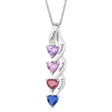 Sterling Silver Personalized  Birthstone Engraved Pendant Necklace for Women