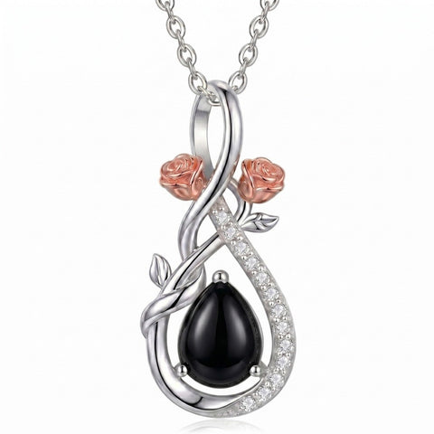 Sterling Silver Teardrop Gemstone Rose Butterfly Infinity Heart Necklace for Women
