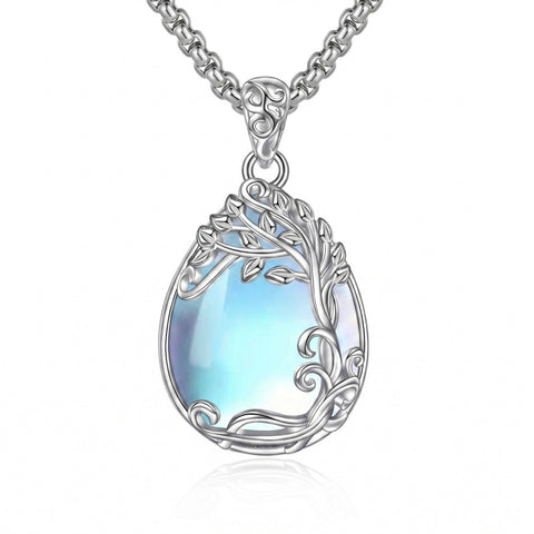 14K Gold Plated Teardrop Tree of Life Necklace for Women