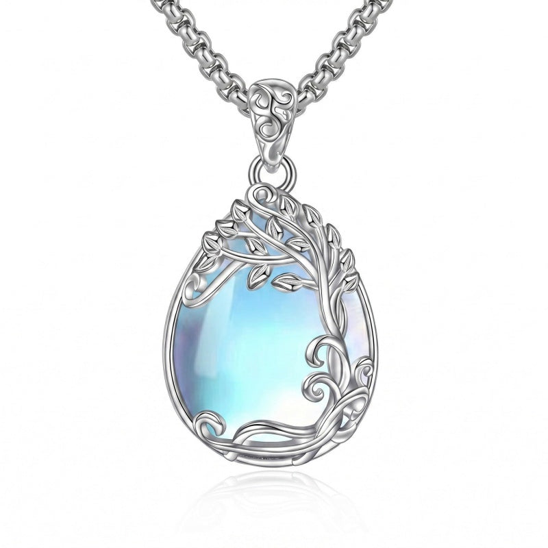 14K Gold Plated Teardrop Tree of Life Necklace for Women