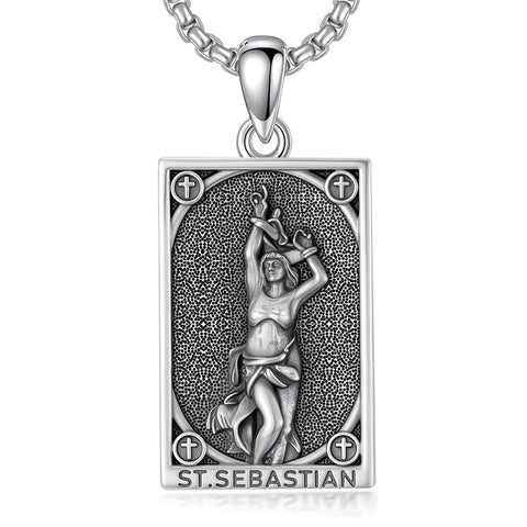 Sterling Silver Saint Anthony Saint Jude Saint Christopher   Saint Michael Amulet Religious Pendant Necklace