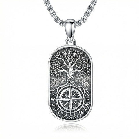 Sterling Silver Memento Mori Tree of Life Anubis Pendant Viking Amulet   Protection Pendant Necklace Egyptian Jewelry