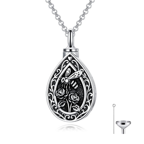 Sterling Silver Bumble Bee  Butterfly Cardinal Cross Dragonfly Hummingbird Paw Print Urn Necklace for Ashes
