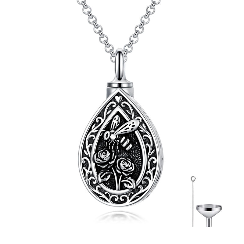 Sterling Silver Bumble Bee  Butterfly Cardinal Cross Dragonfly Hummingbird Paw Print Urn Necklace for Ashes