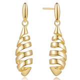14K Gold Plated Spiraled Pinecone-Inspired Design Studs Earrings  for Women