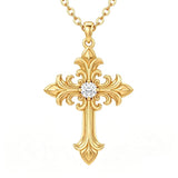 10K 14K 18K Gold Cross Pendant Necklace Religious Jewelry Gifts for Men and Women