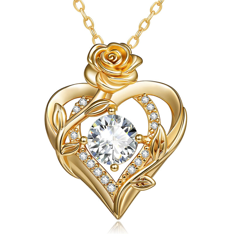 Sterling Silver Birthstone Rose Necklace for Women