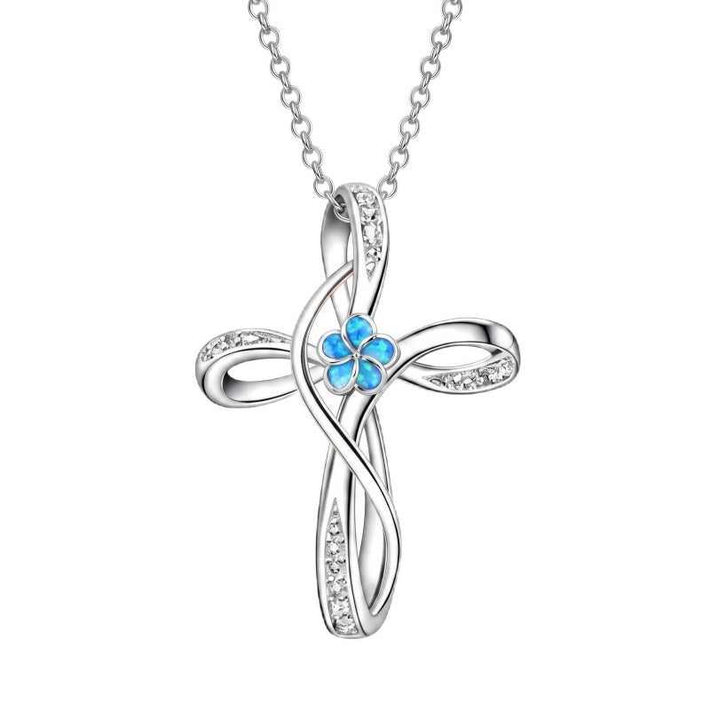 Sterling Silver Daisy Rose Plumeria Lotus Sunflower Cross Pendant Necklace for Women