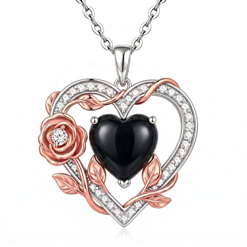 Sterling Silver Teardrop Gemstone Rose Butterfly Infinity Heart Necklace for Women