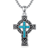 14K Gold Plated Turquoise Cross Pendant Necklace