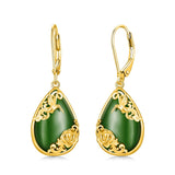 14K Gold Plated Natural Jade  Earrings for Women Good Fortune Jewelry Birthday Mother's Day Gifts