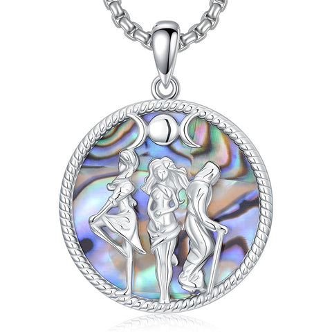 Sterling Silver Triple Moon Goddess Tetragrammaton Lilith Hecate  Pagan Wiccan Amulet Pendant Necklace