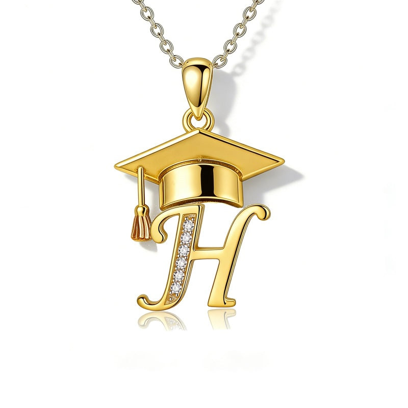 Initial  Graduation 14K Gold Plated Inspiring Grad Pendant Necklace Graduations Jewelry Gifts