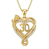 14K Gold  Plated Birthday Anniversary Rose Heart Pendant Necklace for Women