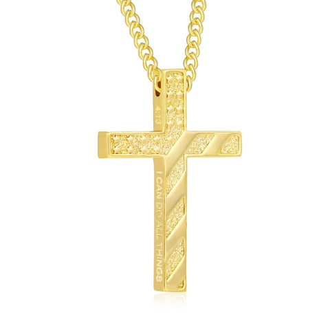 14K Gold Plated Cross Pendant Necklace for Men