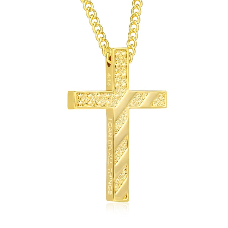 14K Gold Plated Cross Pendant Necklace for Men