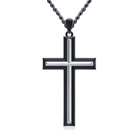 Sterling Silver Cross Religious Necklace for Men
