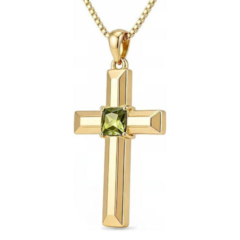 14K Gold Plated  Birthstone Cross Necklace  Pendant Necklace Mother's Day Birthday Gifts for Women