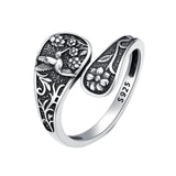Sterling Silver Turquoise Hummingbird Butterfly Sunflower Adjustable Spoon Ring