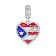 Sterling Silver Coqui Frog Flag Puerto Rico Charm Beads