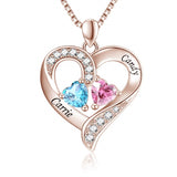 14K Gold 2  Simulated Birthstone Personalized Engraved Pendant Necklace for Women