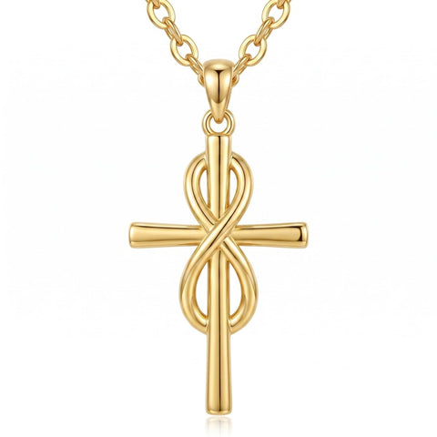 10K 14K 18K Gold Cross Pendant Necklace Religious Jewelry Gifts for Men and Women