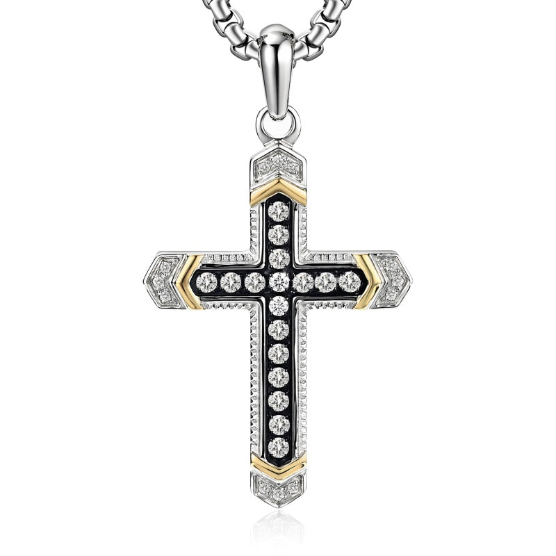 14K Gold Plated Cubic Zirconia Cross Necklace