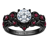 Sterling Silver 10K 14K 18K Gold Custom Engraved  Moissanite Gothic Ring for Women Halloween Gift