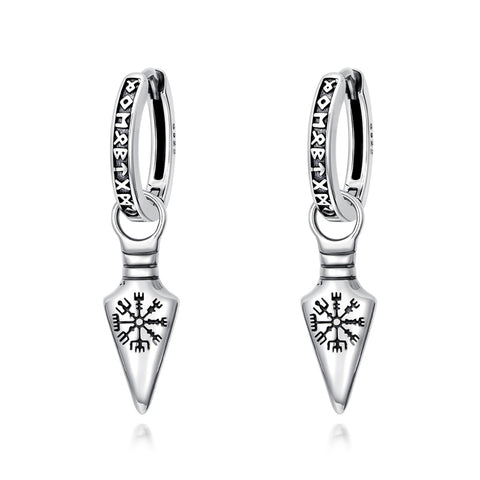 Sterling Silver Viking Raven Stud Dangle Earrings