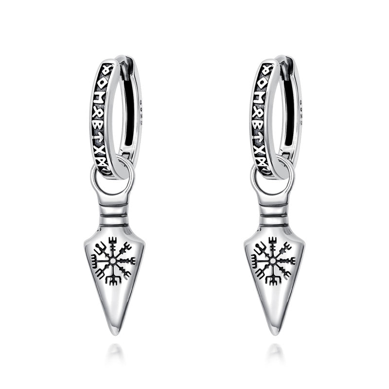 Sterling Silver Viking Raven Stud Dangle Earrings