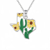 Sterling Silver  Bluebonnets Cow Skull Cowboy Hat Boot Cactus Cowgirl Texas Necklace Texas Necklace