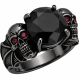 Sterling Silver 10K 14K 18K Gold 2-5CT Heart  Birthstone  Gothic Skeleton Halloween Skull Bat Ring