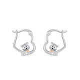 Sterling Silver Fox Frog Leopard Peacock Puppy Animal Hug Hoop Earrings