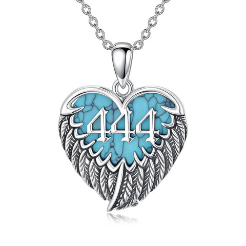 Sterling Silver Turquoise Angel Number 11:11 111 333 444 Pendant Necklace