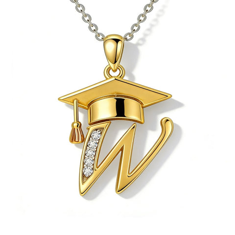 Initial  Graduation 14K Gold Plated Inspiring Grad Pendant Necklace Graduations Jewelry Gifts