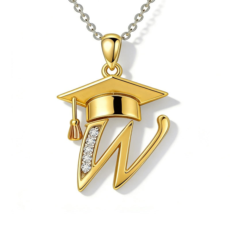 Initial  Graduation 14K Gold Plated Inspiring Grad Pendant Necklace Graduations Jewelry Gifts