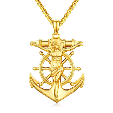 Christian Religious Medal Amulet 14K Gold Plated Pendant  Necklace