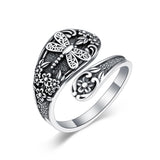 Sterling Silver Oxidized Dragonfly Butterfly Hummingbird Sea Turtle Anchor Cross Tree of Life Sunflower Spoon Ring