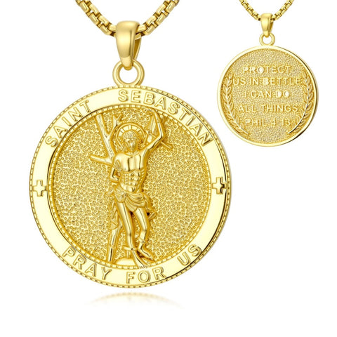 Patron Saint Medal Gold Plated Catholic Pendant Christian Religious Necklace Amulet Jewelry