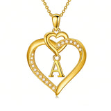 Heart Initial A-Z Pendant Necklace for 14K Gold Plated Women Initials Jewelry Gifts
