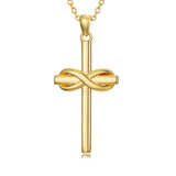 14K Gold Plated Cross Pendant Necklace for Women