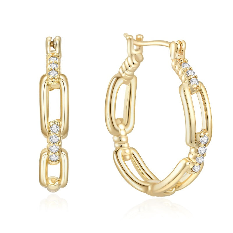 14K Gold Plated Cubic Zirconia Trendy Cable Design  Earrings for Women