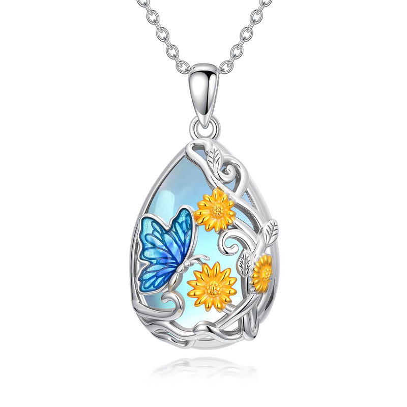 Sterling Silver Blue Dragonfly Pendant Necklace