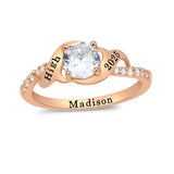 Sterling Silver Personalized Birthstone Engraved Class Ring Women's Graduation Ring