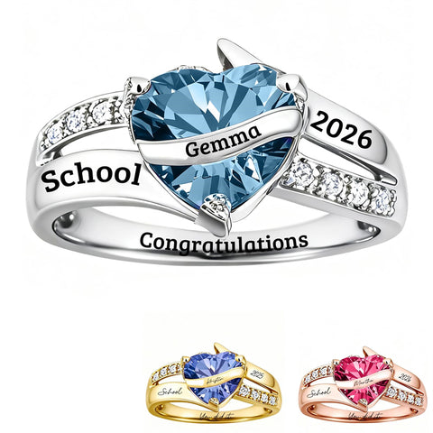Copper Sterling Silver Custom Birthstone Engraved Class Ring Graduation Ring for Her
