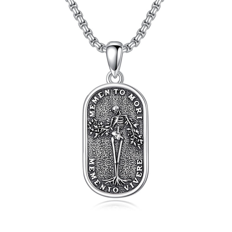 Sterling Silver Memento Mori Tree of Life Anubis Pendant Viking Amulet   Protection Pendant Necklace Egyptian Jewelry