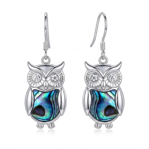 Sterling Silver Abalone Shell Hummingbird Owl Sea Turtle Cat Frog Horse Seahorse Dangle Earrings  Gifts for Christmas