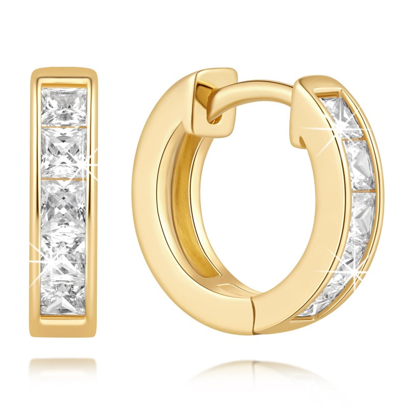 14K Gold Plated Cubic Zircon Hoop Earrings for Women