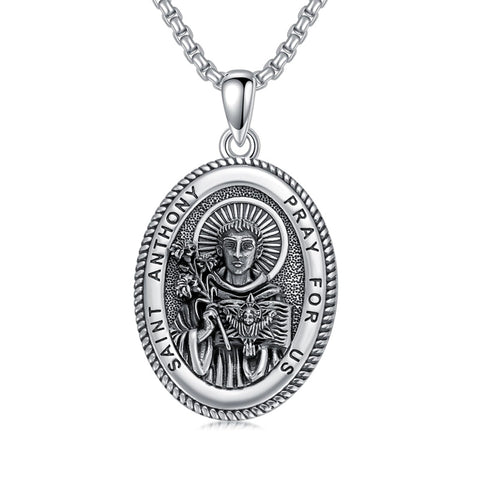 Sterling Silver Saint Joseph St Michael Saint Peter Saint Christopher Religious Pendant Necklace
